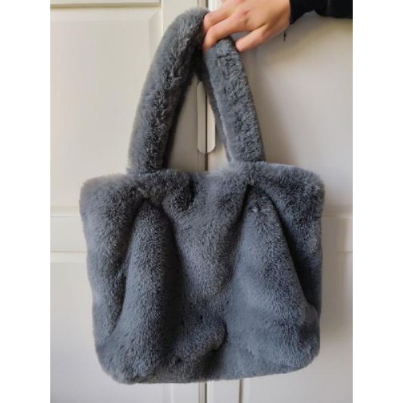 Sac gris fourrure 