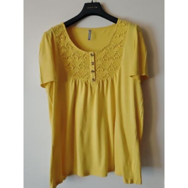 T-shirt jaune macramé T.XL