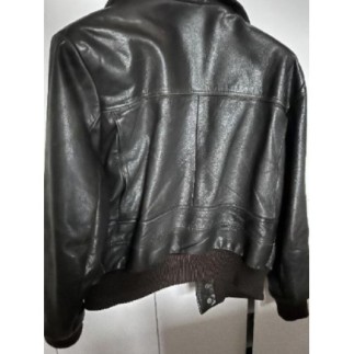 Blouson en cuir, marron foncé noir, très bon état général