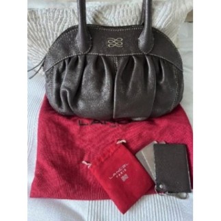 Sac-à-mains gousset LANCEL marron, forme arrondie - très bon état général 