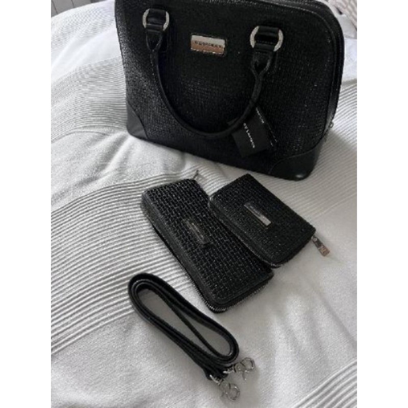 Ensemble Sac, portefeuille + porte-monnaie, TED LAPIDUS noir