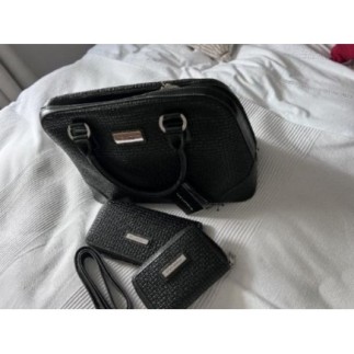 Ensemble Sac, portefeuille + porte-monnaie, TED LAPIDUS noir