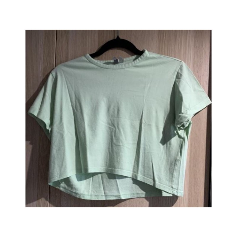 Top court avec manches courtes à revers - vert clair - ASOS - taille 34