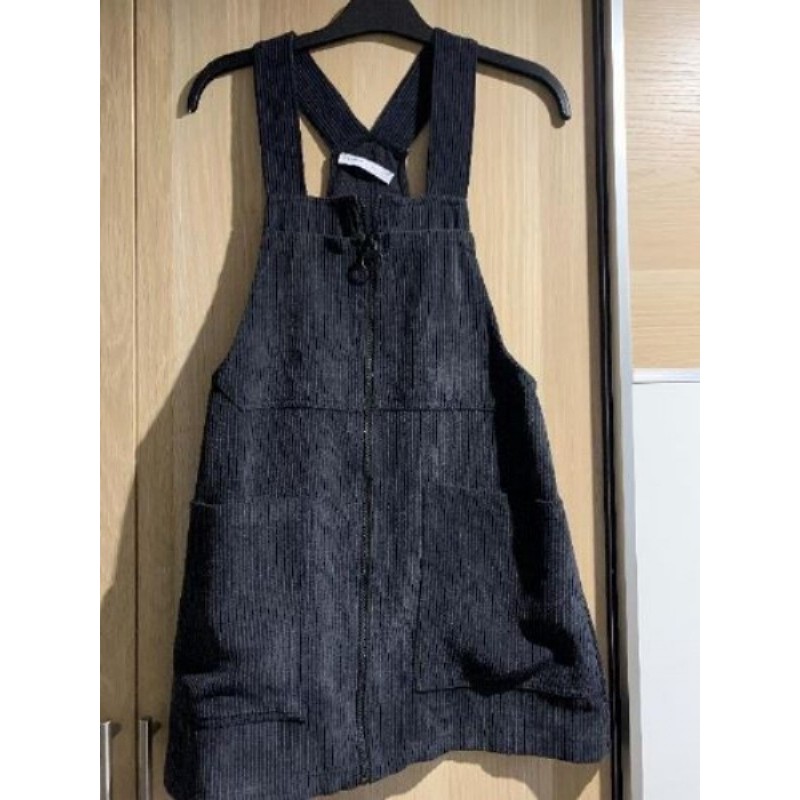 Robe zippé en velours léger style salopette - noir - PULL & BEAR - taille XS