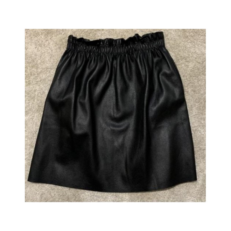 Mini jupe simili cuir avec poches latérale - noir - VINTAGE DRESSING - taille M