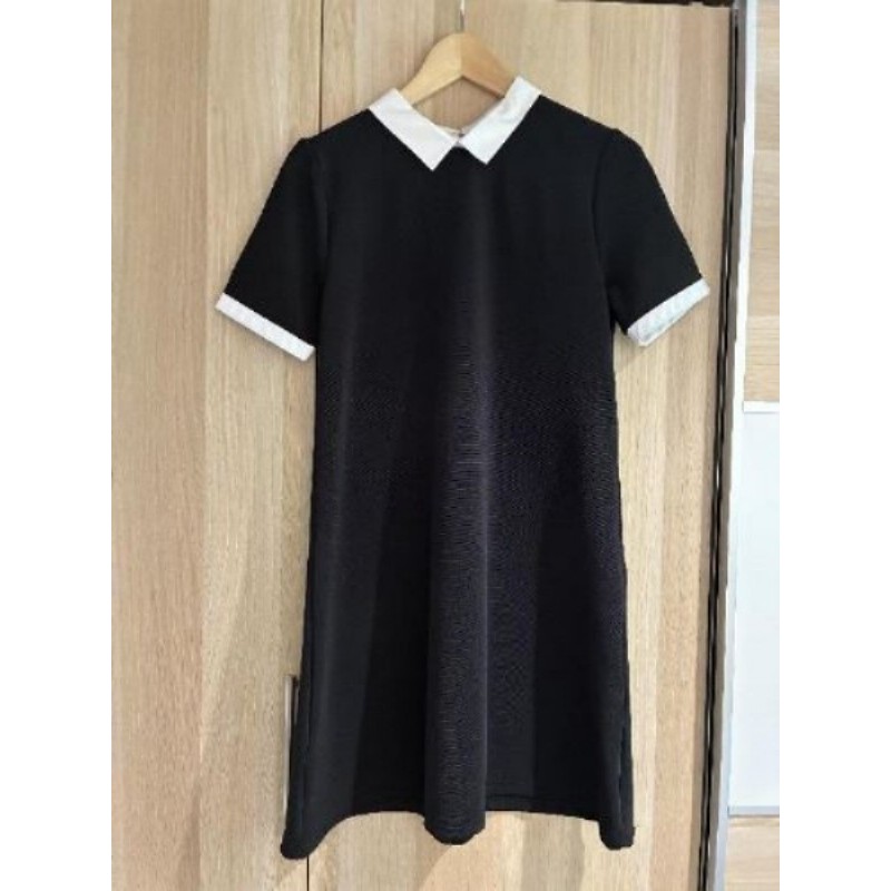 Robe col chemise blanc - noire - JENNYFER - taille M