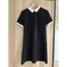 Robe col chemise blanc - noire - JENNYFER - taille M