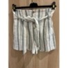Short en lin - blanc rayé bleu - PIMKIE - taille 34