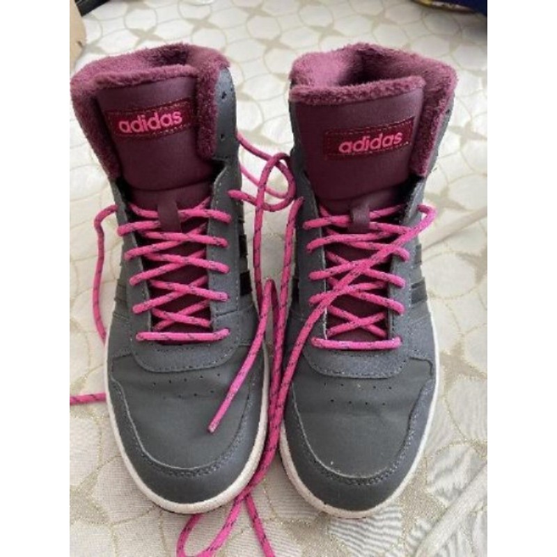 Baskets montantes adidas gris/rose femme t38 2/3
