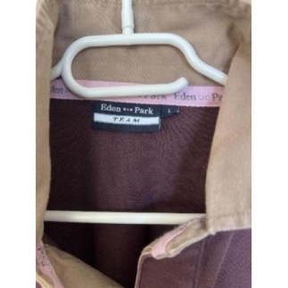 Polo manches longues et un parc bordeaux, coudière marron taille L