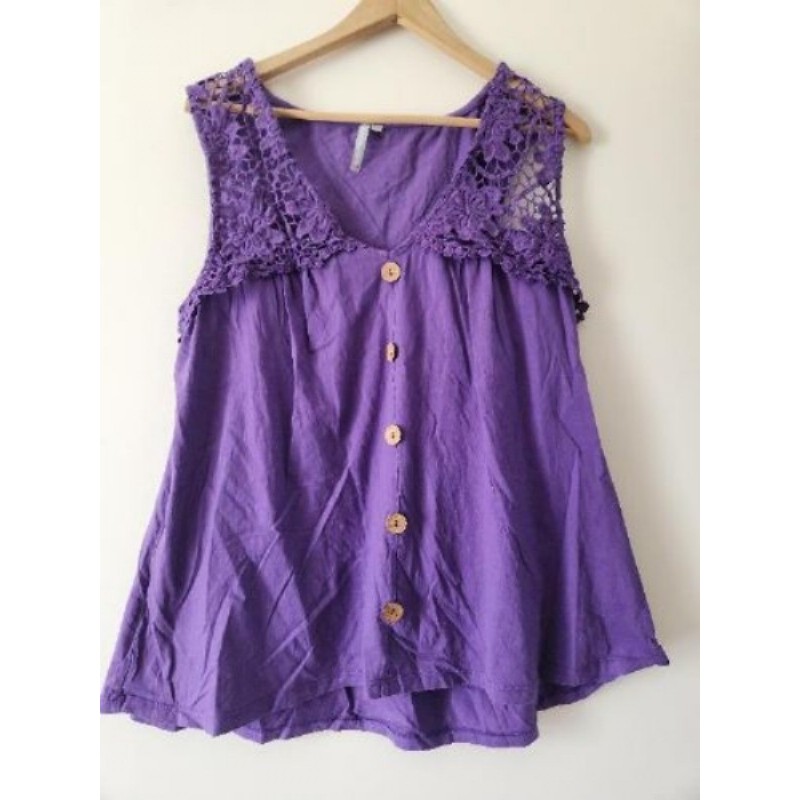 Tunique sans manches Blanche Porte violet taille 50