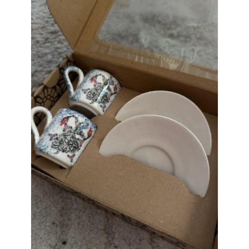 Boîte 2 tasses à café avec soucoupe 