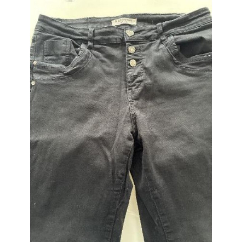 JEAN noir KAROSTAR bouton strass TAILLE 40 elasthane convient jusqu’au 42 