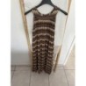 Robe mi genou imitation marque zigzag  portée une fois sans  manche en lurex bronze kaki marron beig