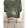 Tee shirt ananas kaki doré 