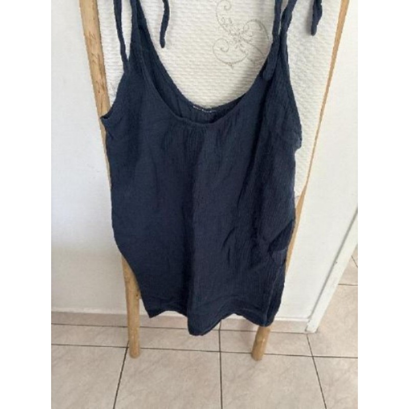 Combo short en gaze de coton bleu marine taille 40 