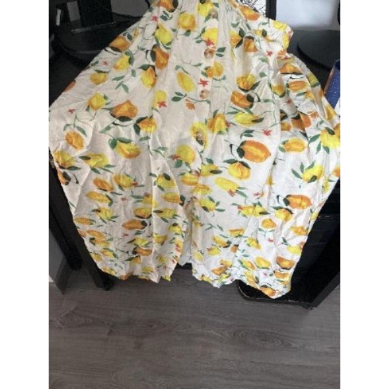 Jupe en lin imprime citron taille 40-42 