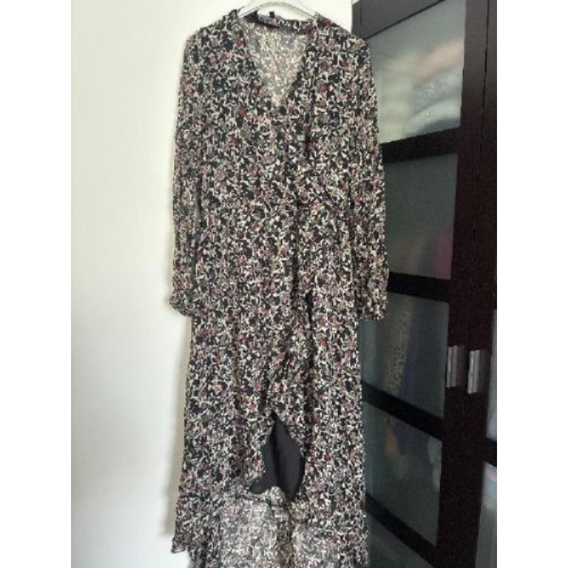 Robe longue noire Etam asymétrique à fleur taille 40 