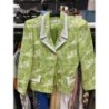 Vintage, veste, fleuri vert citron 36/ 38