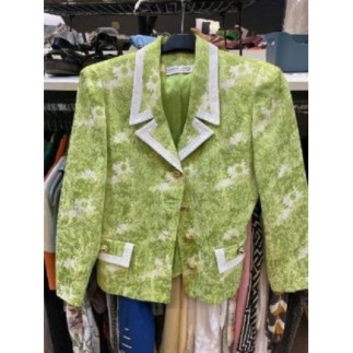 Vintage, veste, fleuri vert...