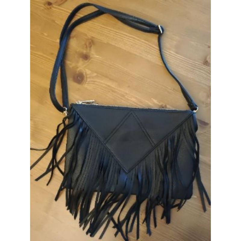 Sac à franges noir 2 compartiments 