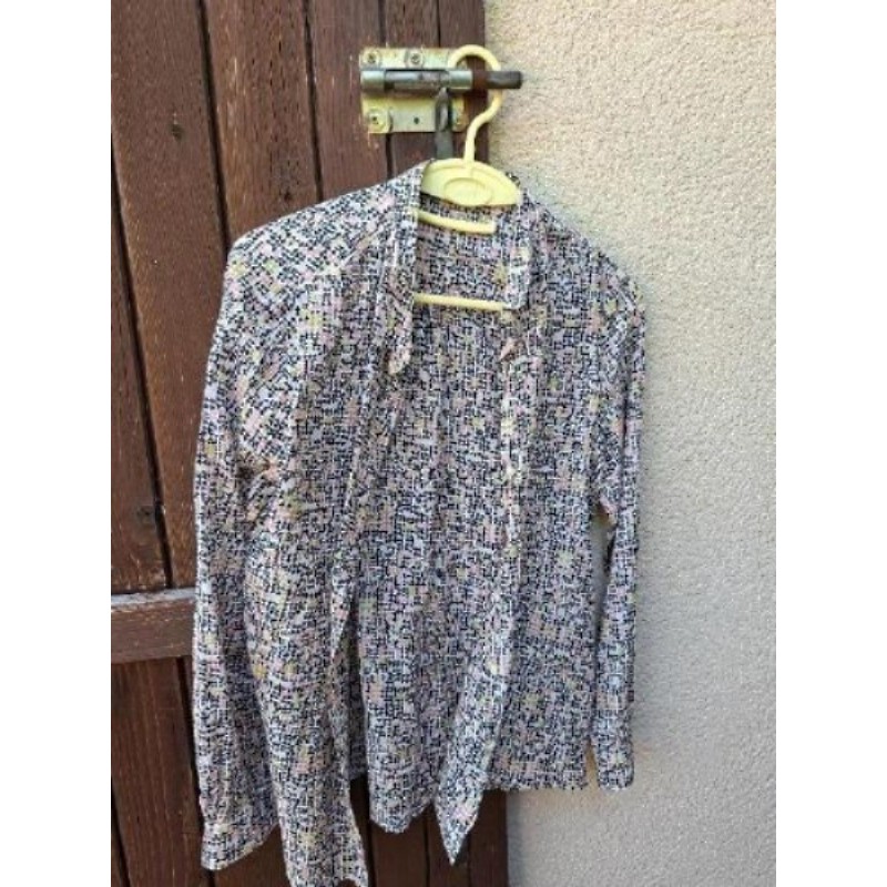 CR - Chemisier motif géométric noir/rose - Monoprix - Taille 40