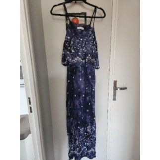 Robe longue bleu fleuri...