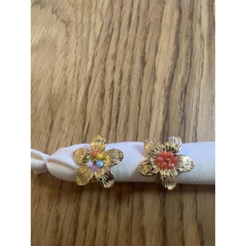 Bague fleur de n couleur en acier inoxydable 