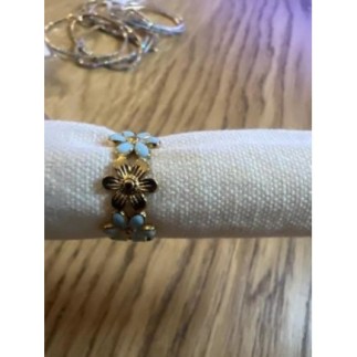 Bague formes fleurs bleu en...