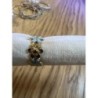 Bague formes fleurs bleu en acier inoxydable ajustable 