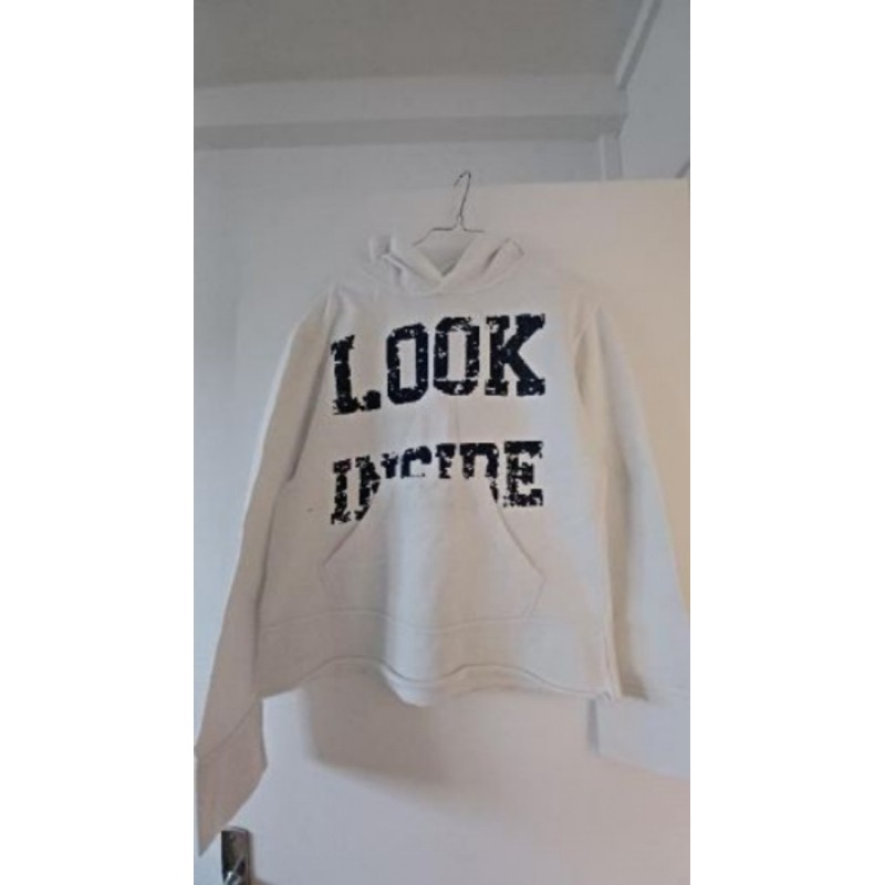 Sweat-shirt ML +capuche Blanc look TM