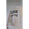 Sweat-shirt ML +capuche Blanc look TM
