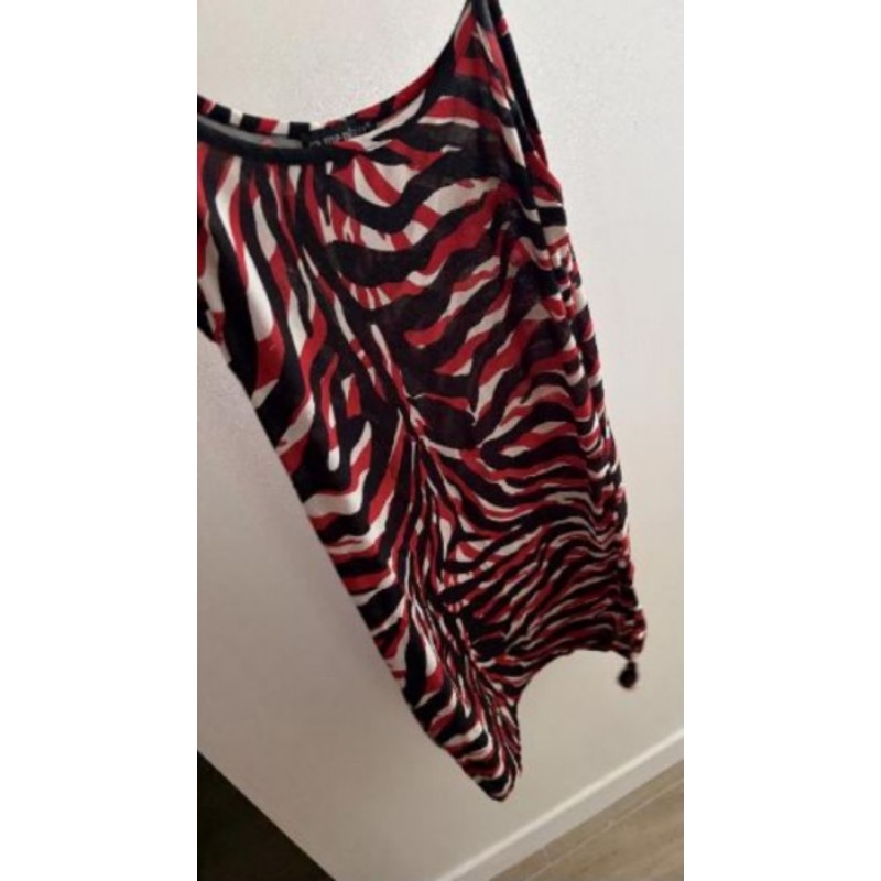 Robe courte été safari rouge noire