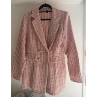 Blazer rose à carreaux 