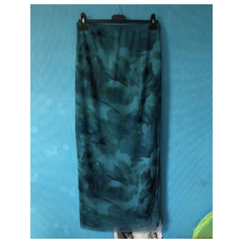 Jupe longue à fleur bleu/vert