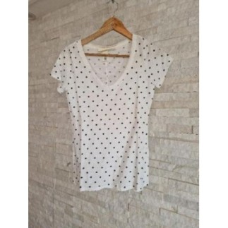 Tee shirt pois H&M blanc et...