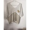 Pull 3/4 manche marinière dorée grande taille 