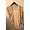 Gilet beige pompoms