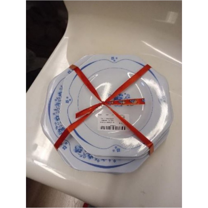 Lot 12 assiettes 6 plates+6 desserts plastique octogonale 