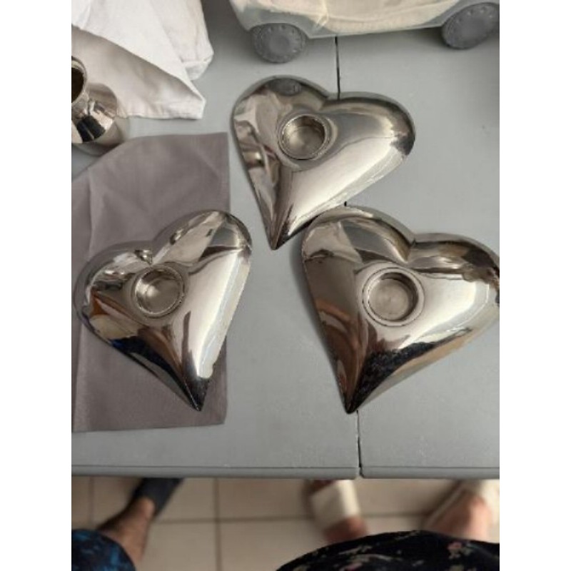 BOUGEOIR COEUR ARGENTE LOT DE 3
