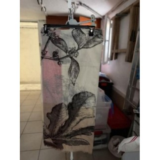 FOULARD ROSE BLANC FEUILLE