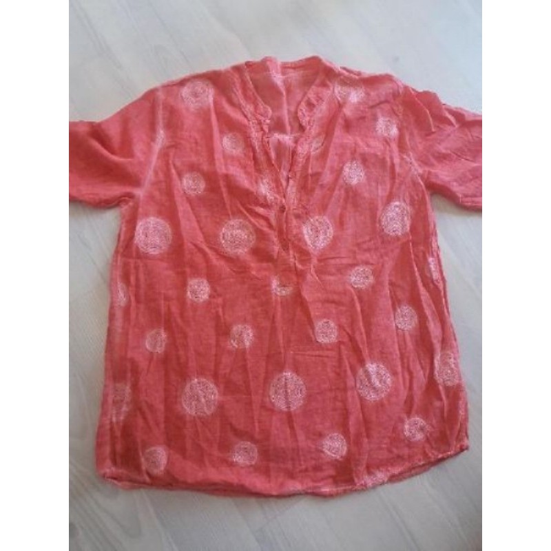 Blouse orangée à motifs ronds, 100%coton, taille unique