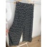 Pantalon noir fleuri fluide large taille M 