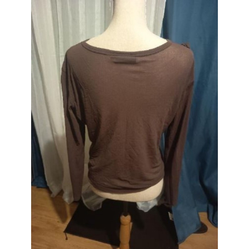 Tee-shirt manches longues voilage T.44.46 marron 