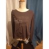 Tee-shirt manches longues voilage T.44.46 marron 