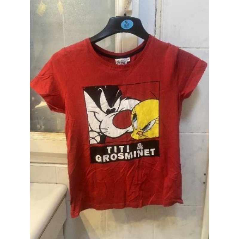 tee-shirt rouge Titi & Grosminet jamais porté Cache Cache taille S