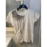 tee-shirt blanc avec perles et strass noires jamais porté - taille S