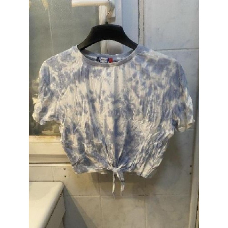crop-top blanc et bleu ciel Jennyfer taille S