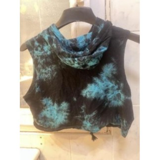 crop-top noir et bleu à capuche taille M
