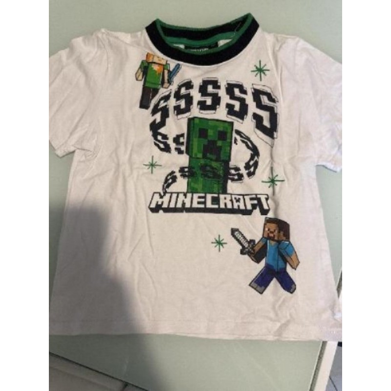 Pull  couleur blanche avec col vert et noir ( enfant 10 ans)